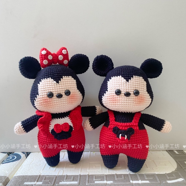 成品手工diy毛线钩织米奇米妮钩编织创意礼物送男女朋友情侣摆件