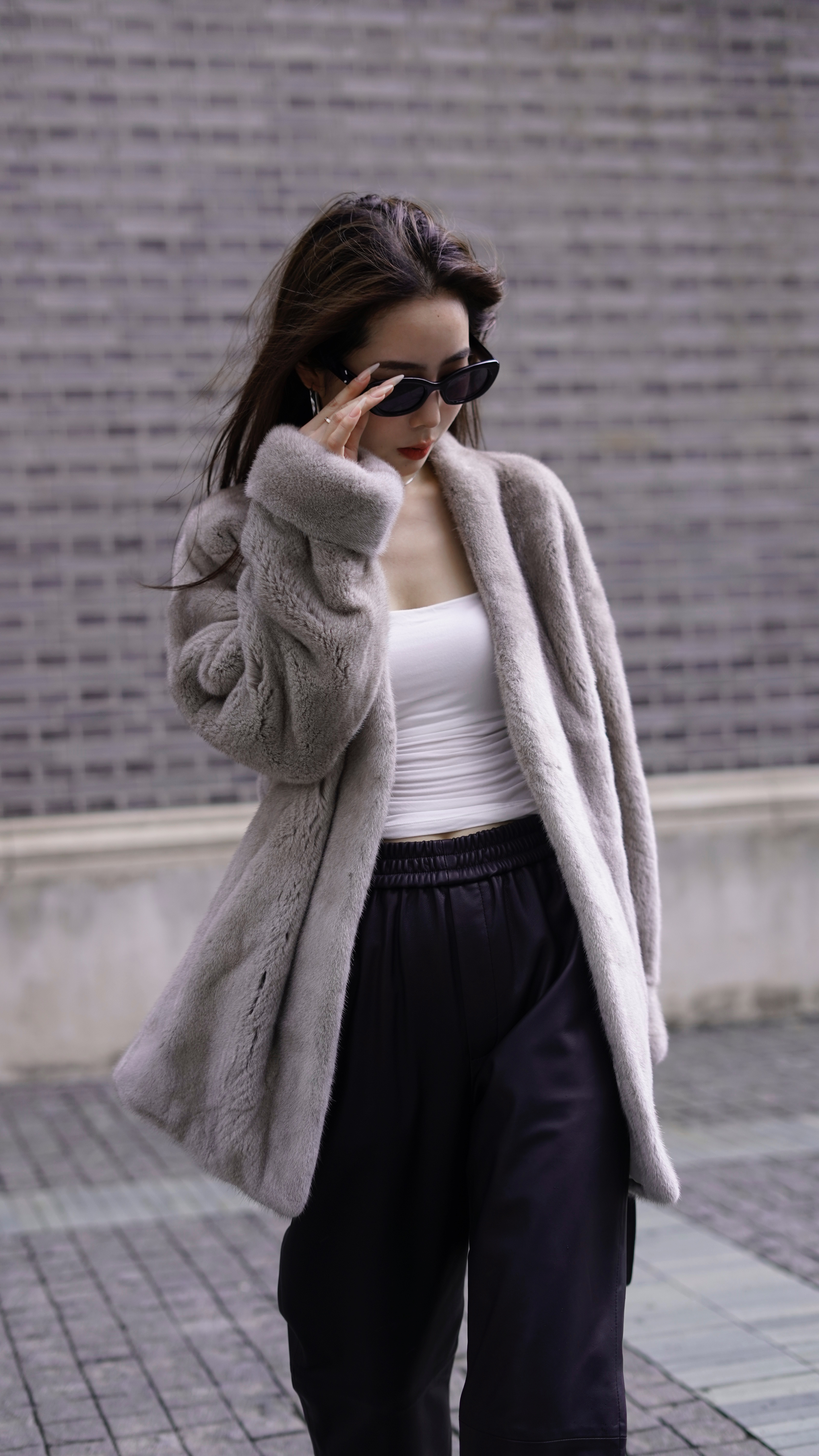 [DUOJIN]  渔光曲 冬季皮草V领进口紫金短二天鹅绒