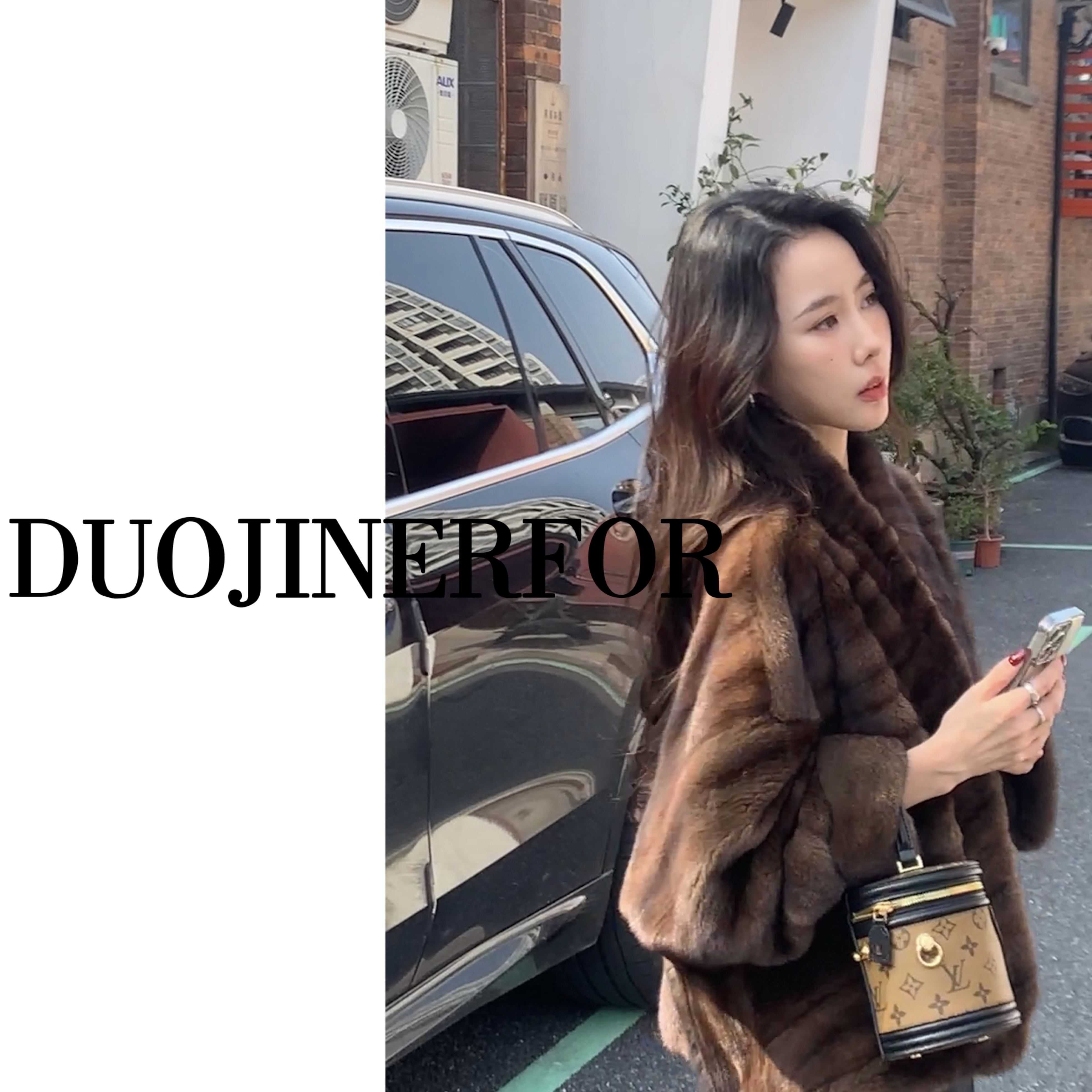 [DUOJIN] 西西里 女款V领进口水貂短二天鹅绒全抽刀 