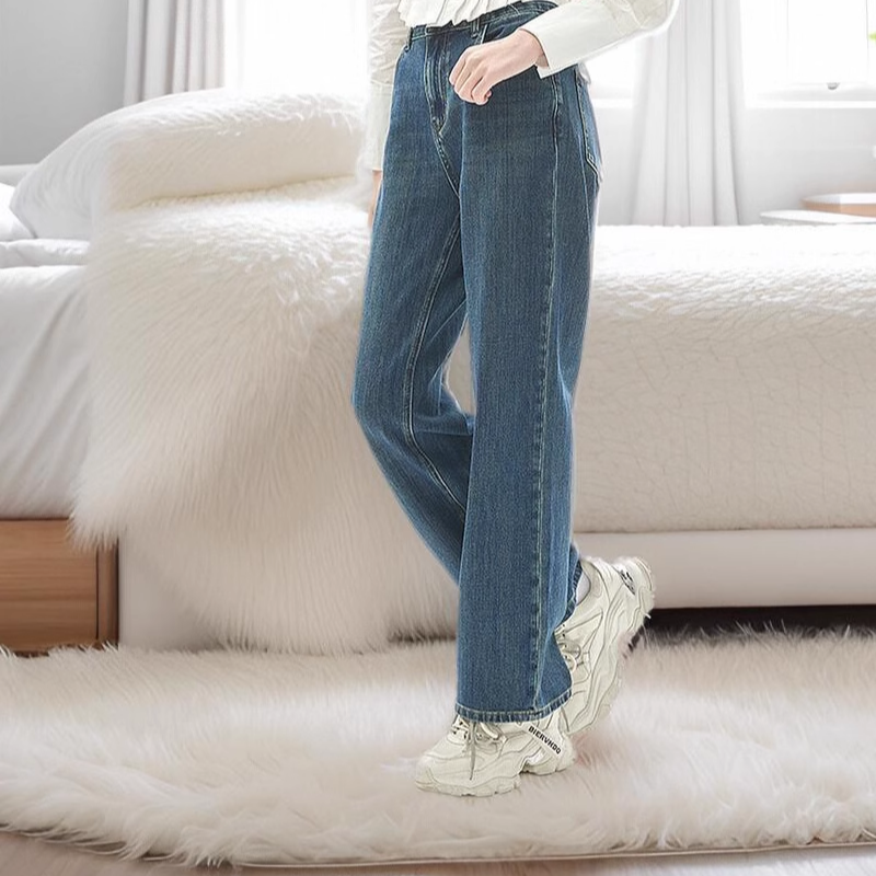 【ANYSPOOR】设计师潮流高街夏季撞色条纹休闲牛仔长裤74AR30