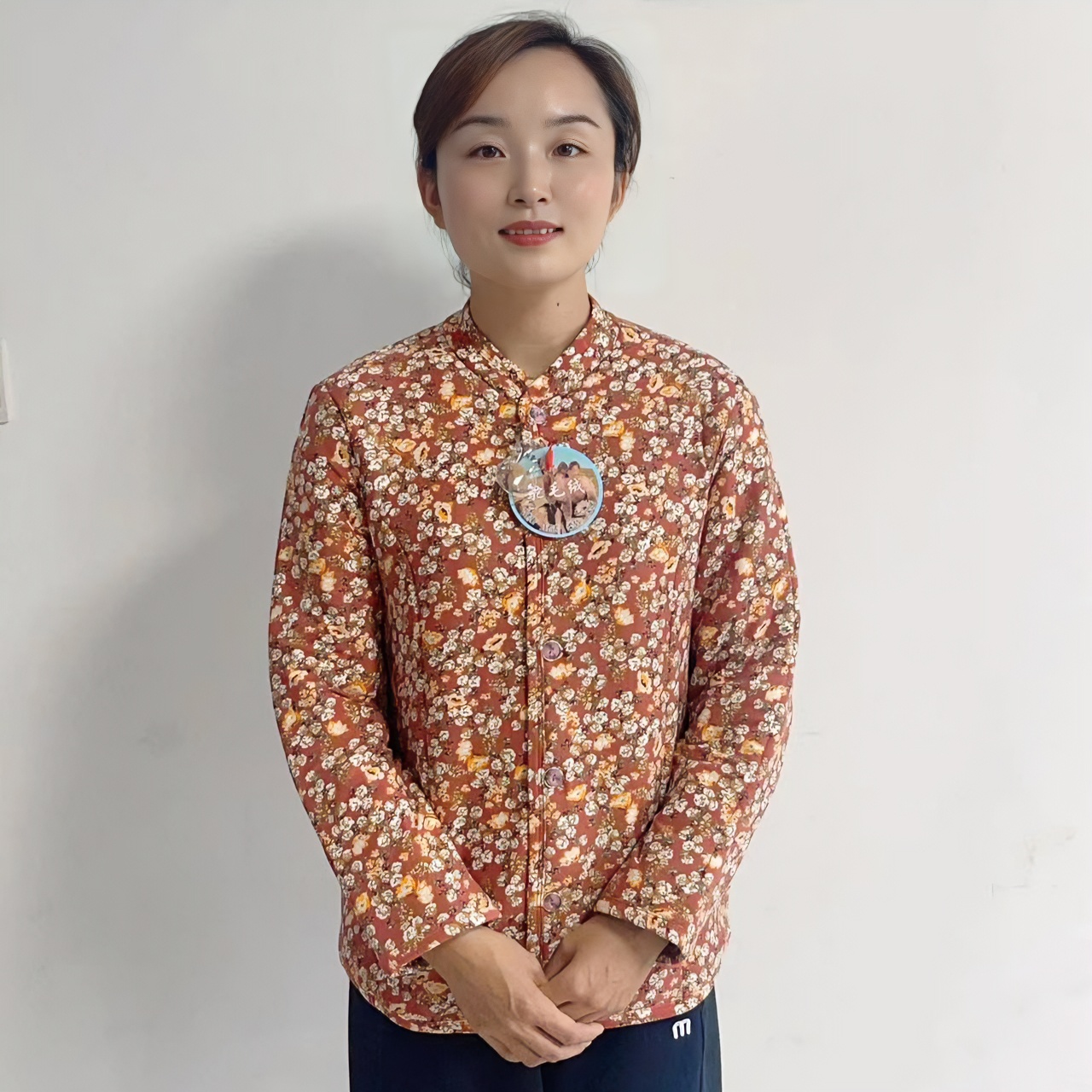【蒙驼娇】桔色小碎花超柔棉衣