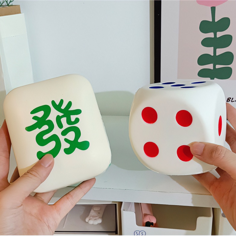 发财麻将创意蜜桃奶香味解压玩具慢回弹按压发泄减压神器海绵骰子