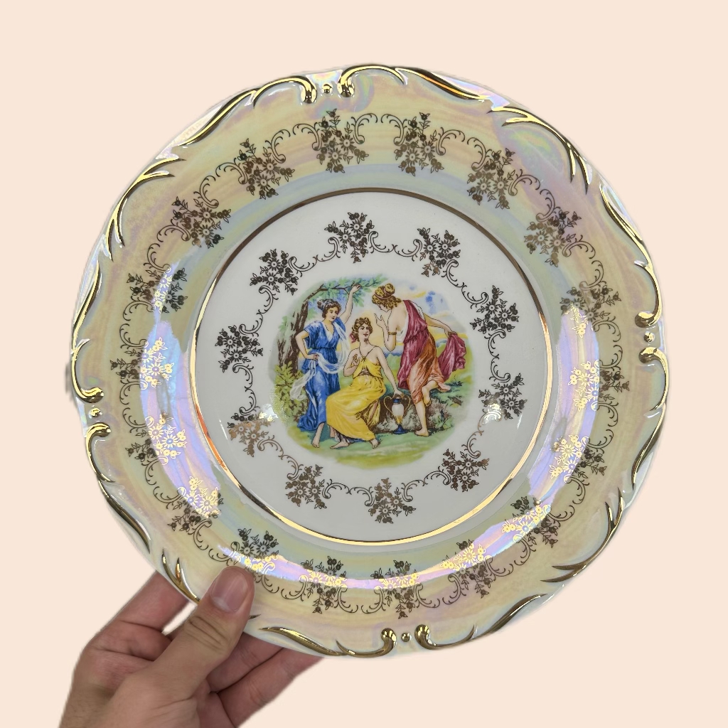 出口捷克外贸单盘子（欧式风格/七彩配色）手绘