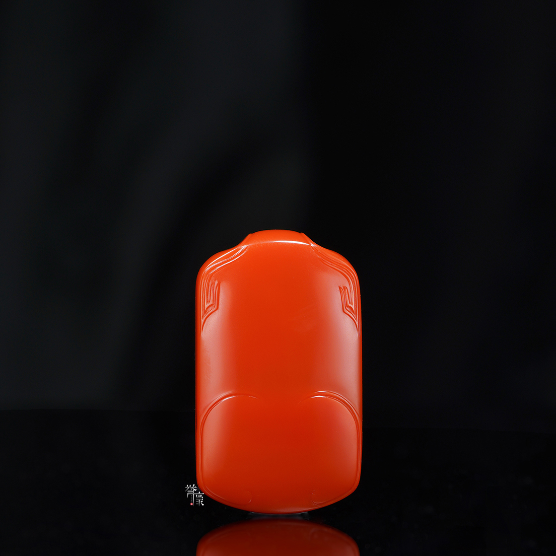 誉豪玉雕天然川料南红柿子红平安无事牌吊坠男女款