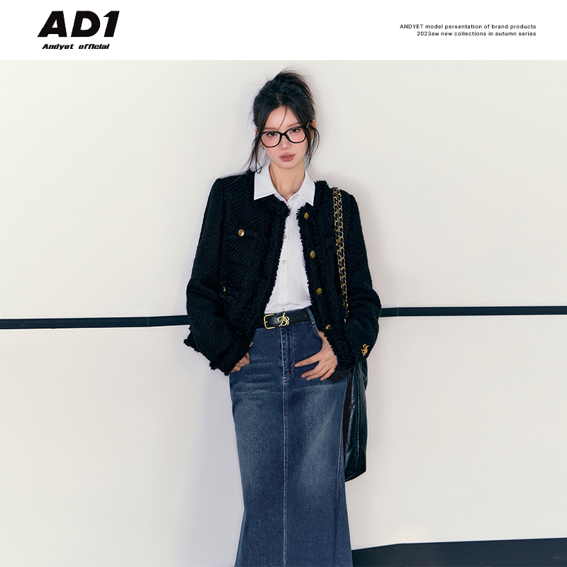 Andyet AD1流苏小香风立体圆领短外套上衣女外套AD23WT540