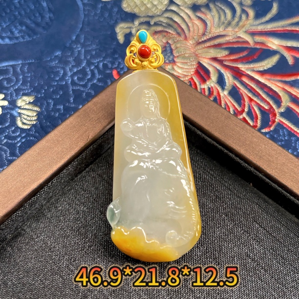 缅甸天然A货翡翠普贤菩萨六尺白象吊坠