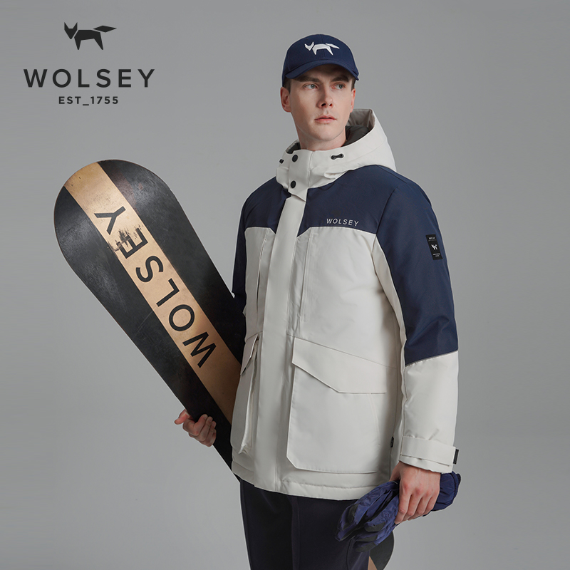 男士中长款羽绒服休闲防风防水保暖连帽冬季耐磨抗静电