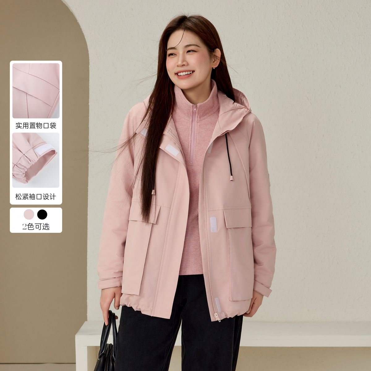 【户外防寒抗风保暖棉服外套】纤莉秀大码女装外套QJ4557