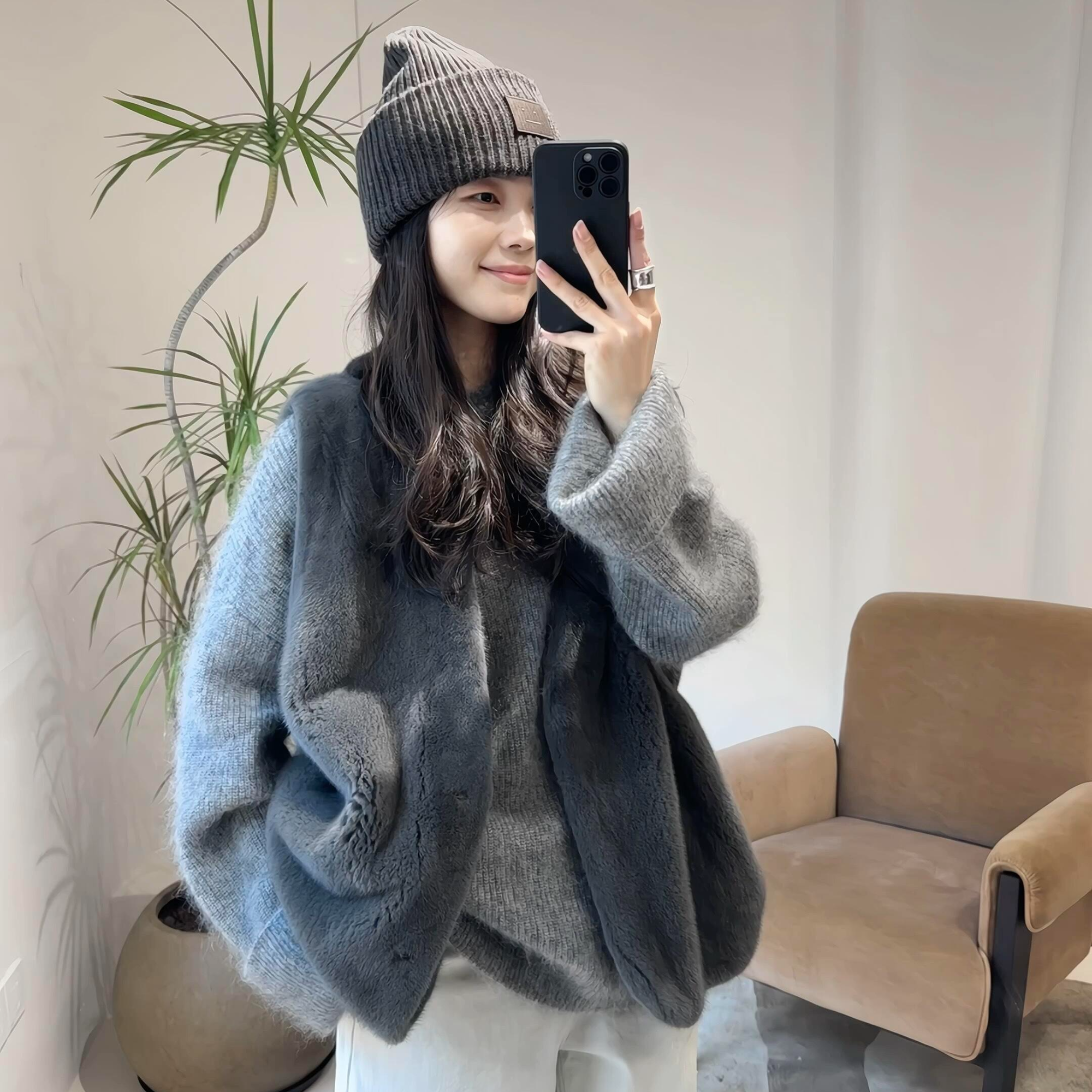 「小烟管」秋冬新款新色百搭水貂马甲进口整貂貂皮水貂皮草大衣女