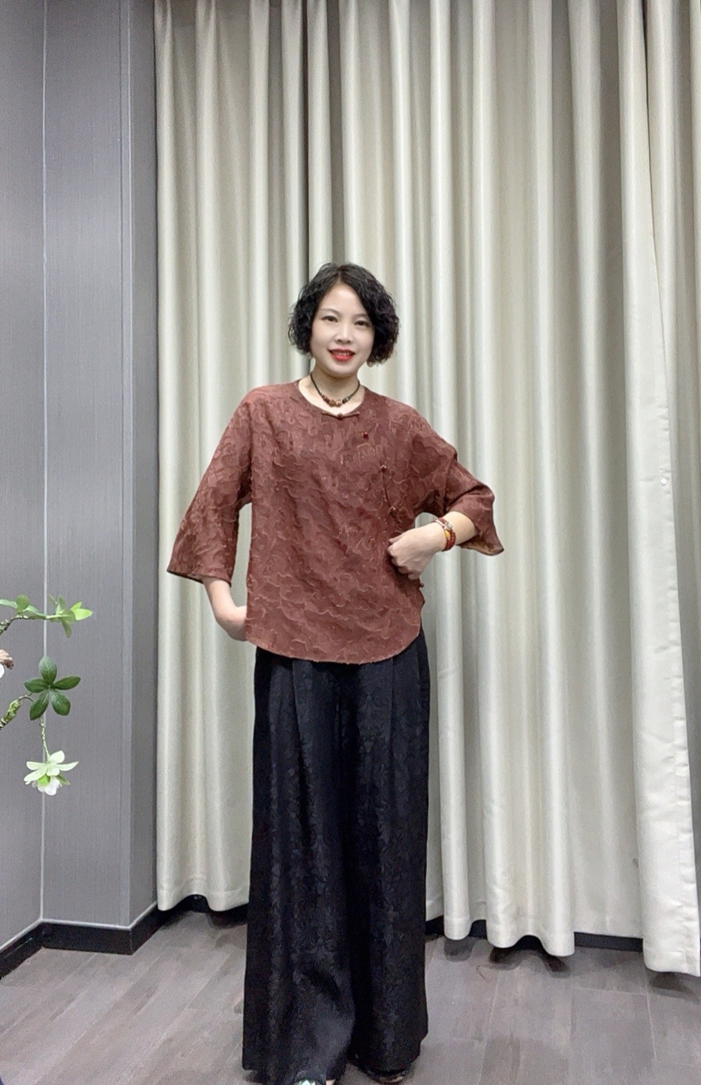 【恋蚕精选】莨纱剪花国风新中式红云纱上衣23C58