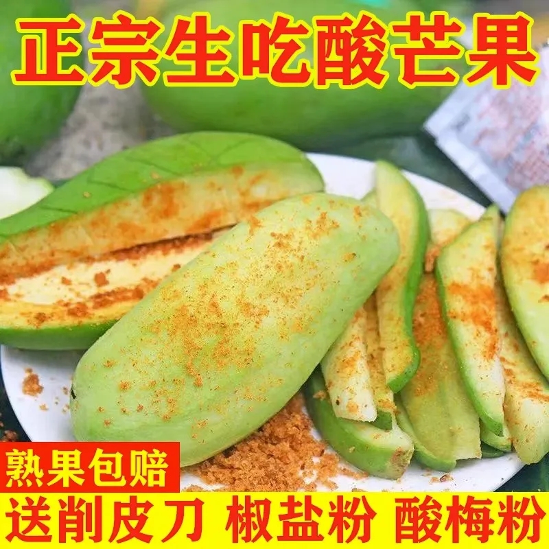 现摘生吃酸芒果直发整箱新鲜孕妇水果酸脆四季芒广西象牙芒青芒果