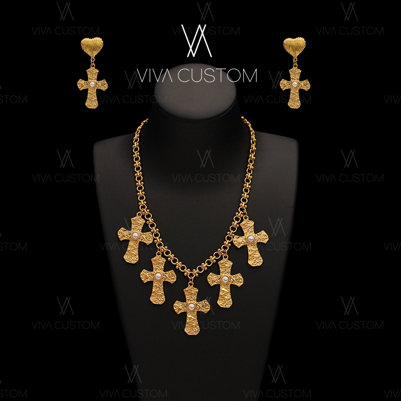 合金项链 复古百搭气质轻奢设计感十字风格套装Y