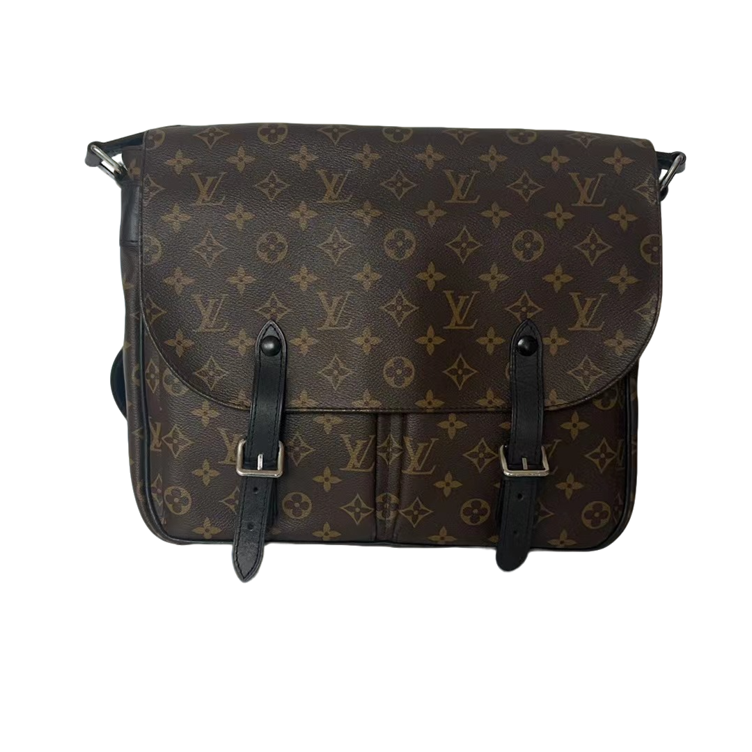 95新 LouisVuitton/路易威登 v///经典粽老花双扣邮差包（666360）