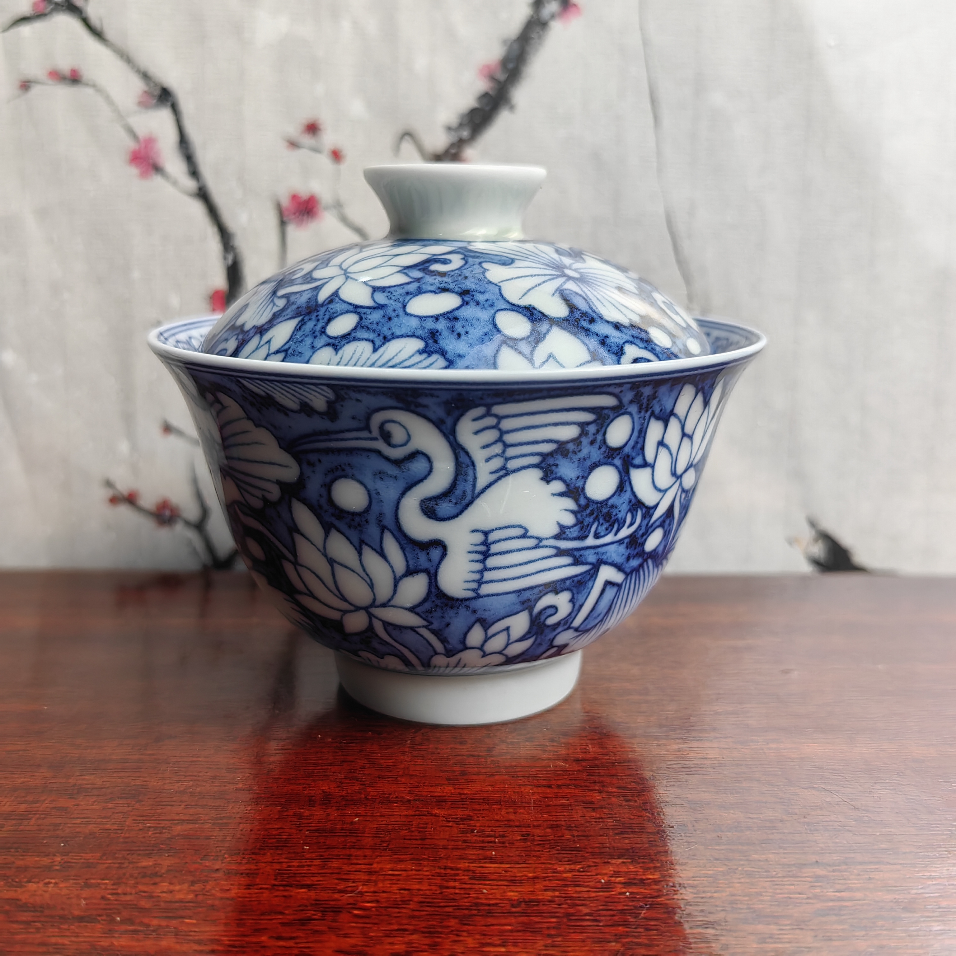 景德镇鹭莲科元宝盖碗复古茶具小盖碗泡茶专用茶具泡茶工具