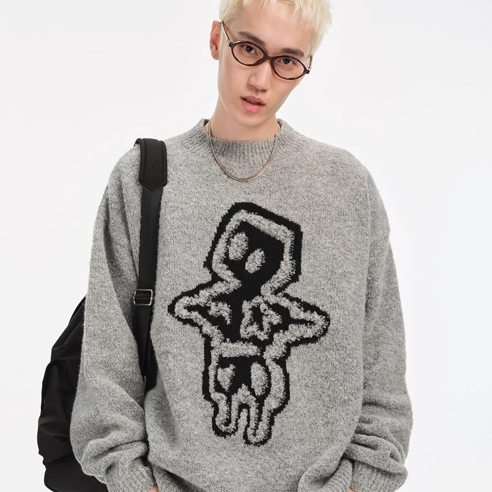 Dangerouspeople薛之谦dsp宽松提花秋冬时尚百搭套头毛衣新潮男装
