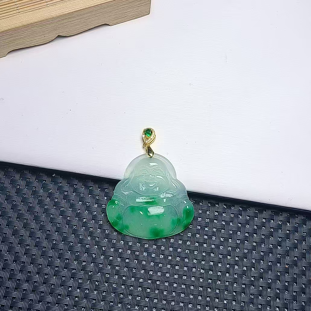 （聚宝严选）0132绿飘花佛公吊坠精致气质妈妈款时尚精美