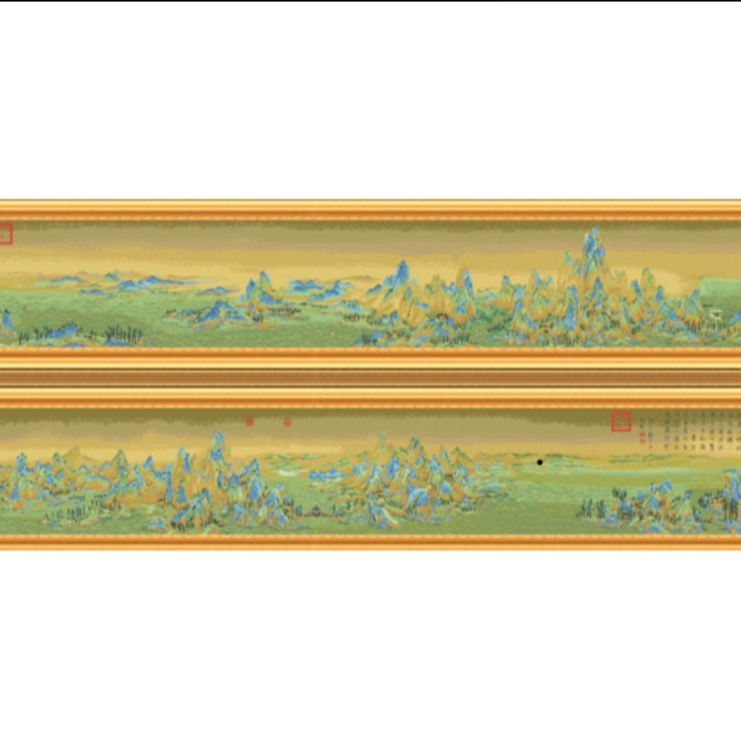 全景千里江山图 蒙娜丽莎十字绣棉线古绢布满绣无勾边