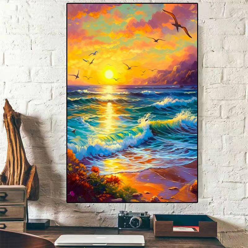 晨曦 蒙娜丽莎十字绣46色棉线四股60×85满绣无勾边