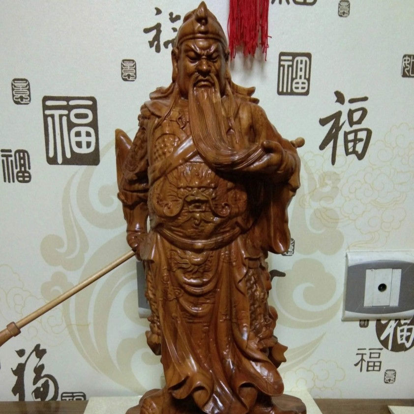 桃木武关公居家装饰送朋友送长辈之礼品雕刻财神