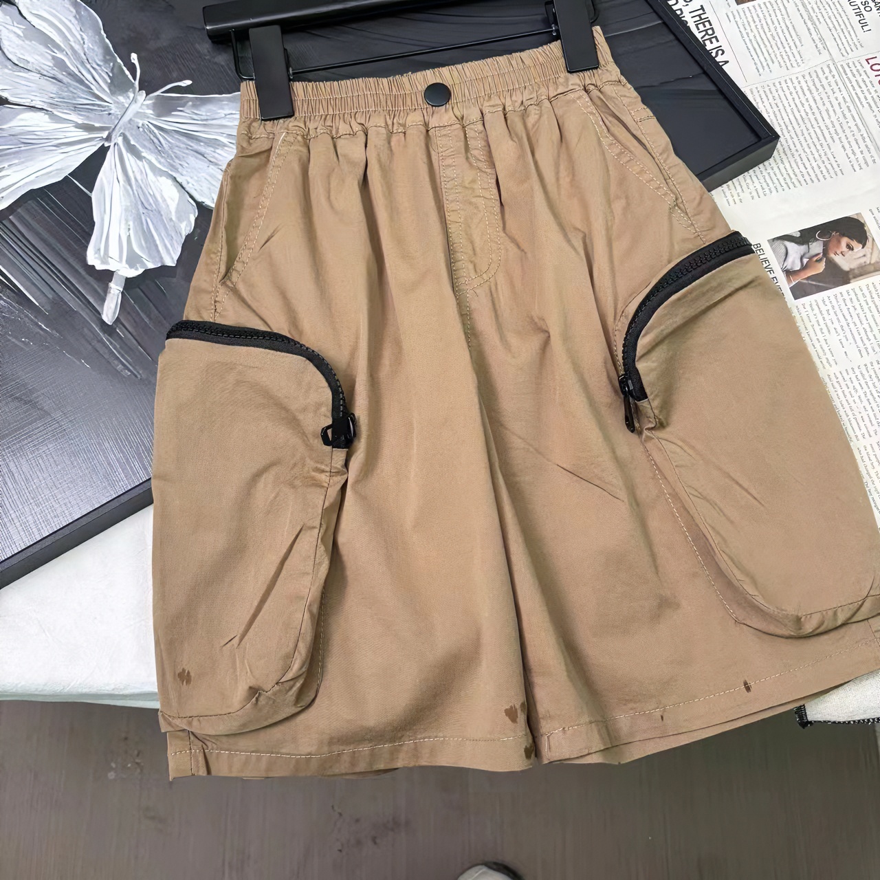 潮流工装短裤时尚夏季百搭纯色卡其色儿童卡其色休闲裤中大童