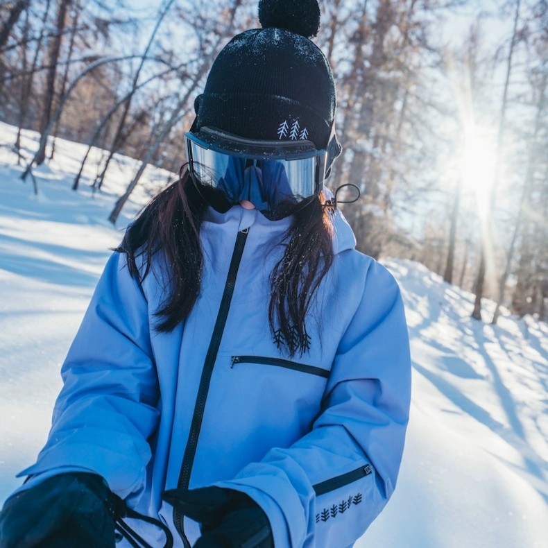 awka搭配滑雪头盔毛线帽保暖帽子滑雪装备男女同款头套雪具设计感
