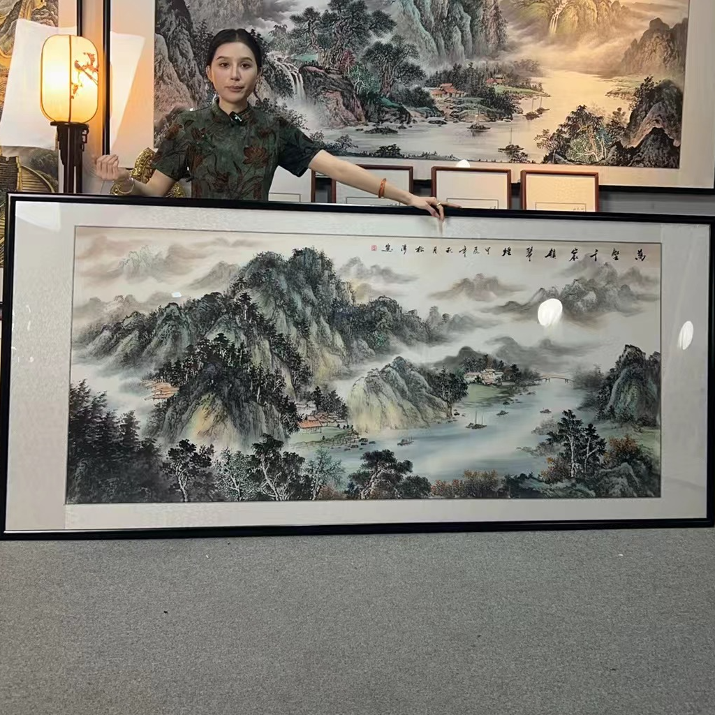 纯手绘-万壑千岩锁翠烟278*118（松涛）新中式国画挂画