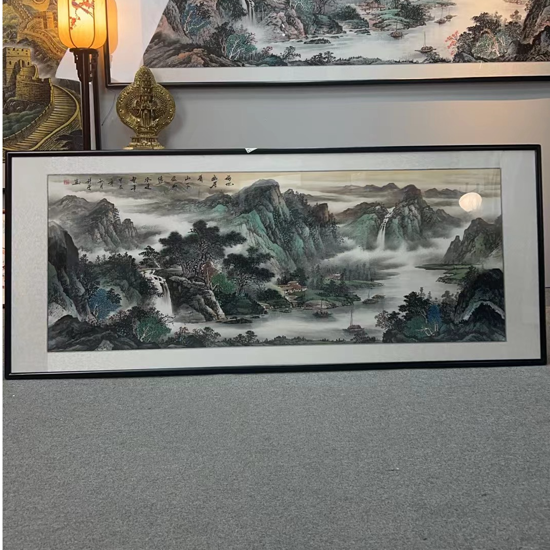 纯手绘-福地幽居青山下（208*86）新中式国画挂画沙发客厅墙装饰画