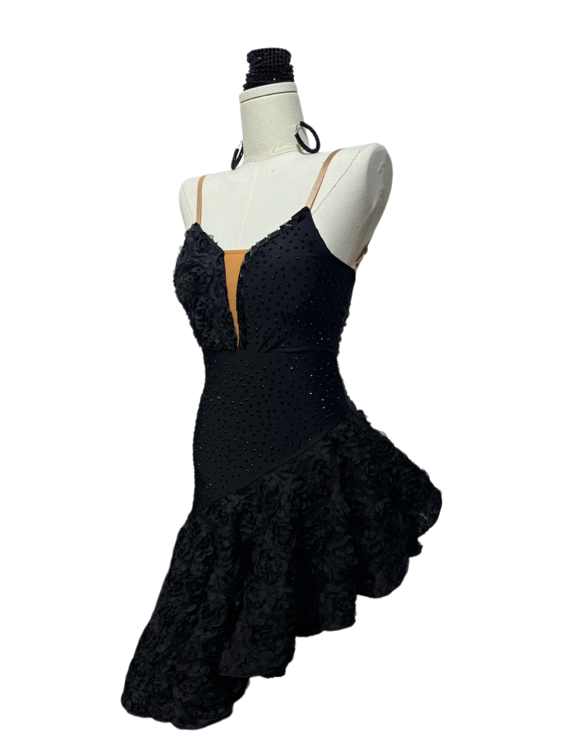 拉丁舞赛服大裙摆鱼骨连衣裙加密奥钻Q103