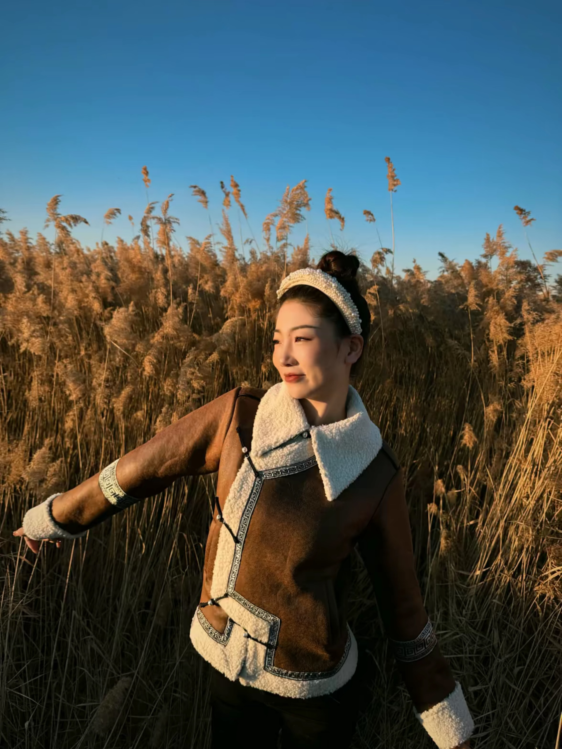 蒙古元素民族风翻领棉服