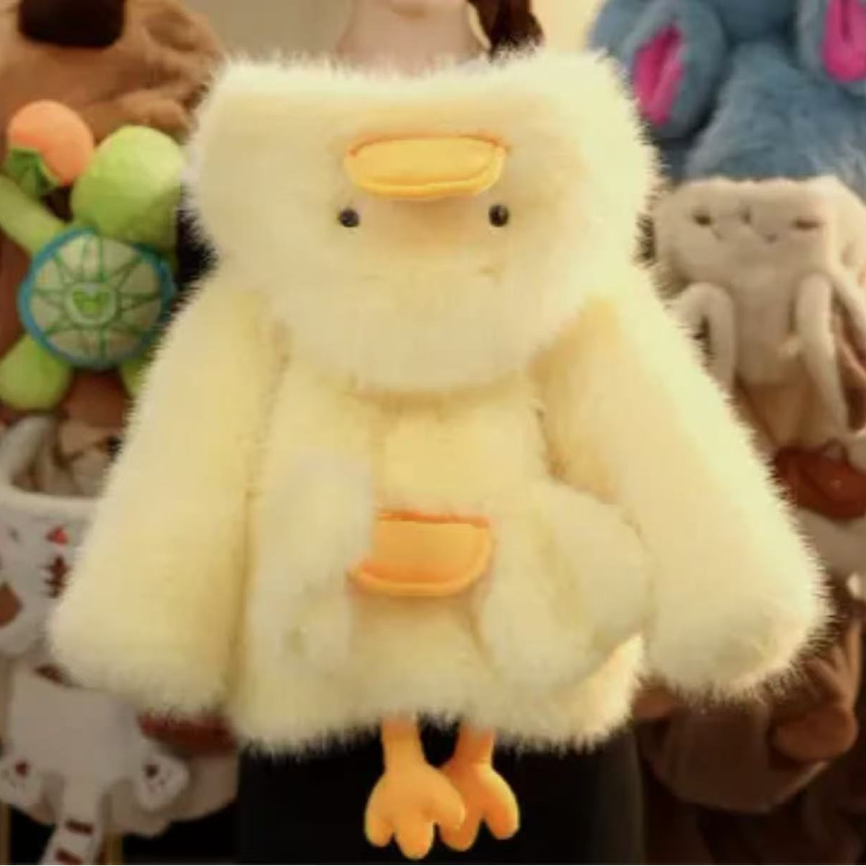 童装卡通男女童冬季加毛加棉毛加绒毛衣外套小黄鸭子女童毛绒外套