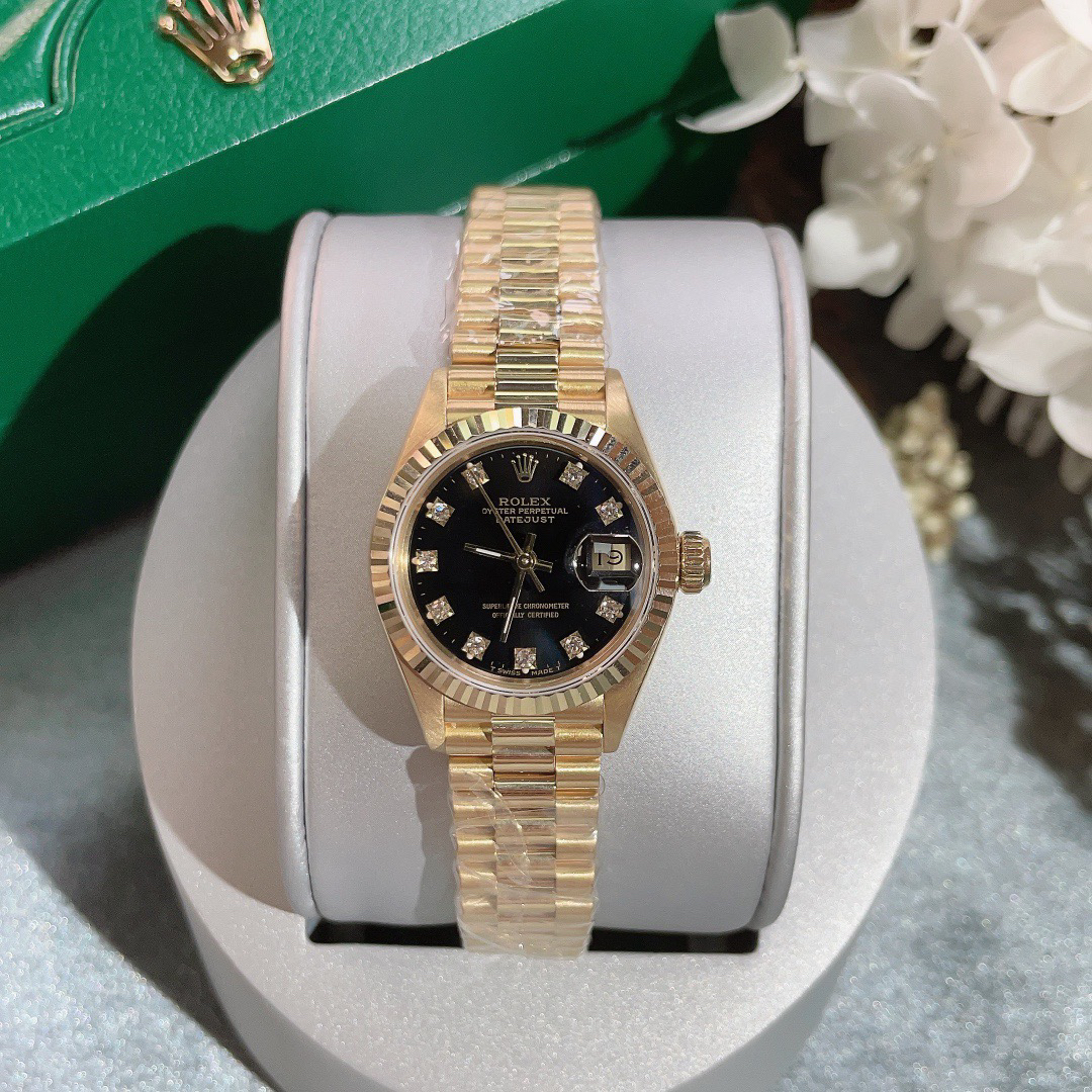95新 Rolex/劳力士 69178/原盘原钻/酷帅黑/18K黄金/单表