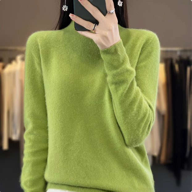 秋冬半高领厚毛衣女士内搭套头打底衫修身显瘦百搭针织纯色上衣 