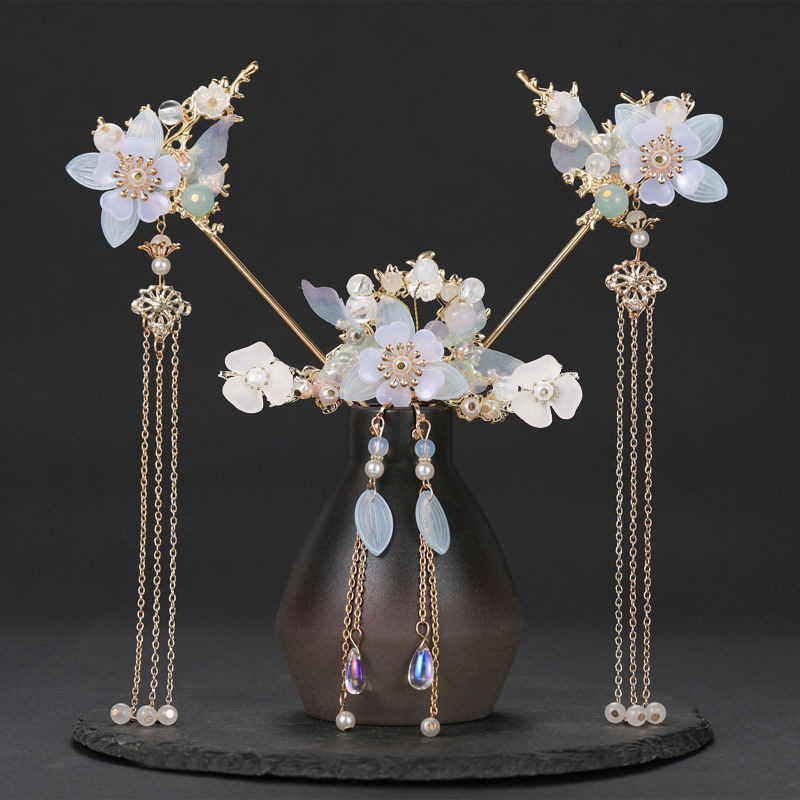 合金发饰 女童汉服头饰超仙少女流苏发簪全套古风饰品步摇簪子