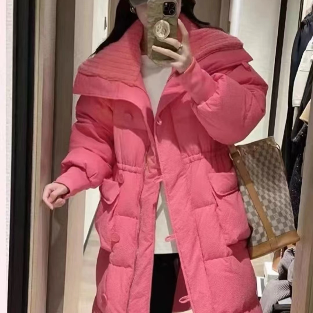 8607 长款2024年冬季新款过膝加厚保暖收腰洋气时尚显瘦棉服外套