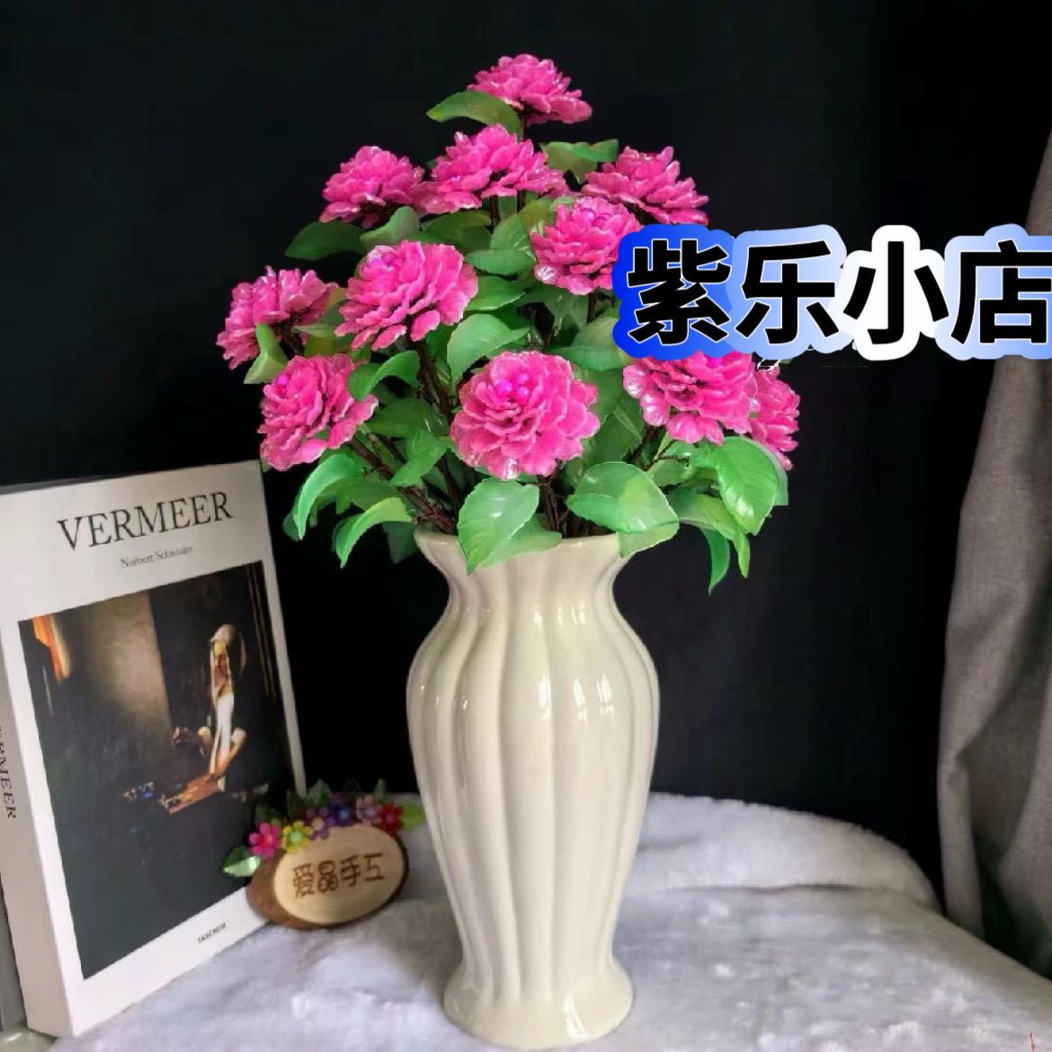 渐变仿玉香玉牡丹花手工DIY花艺富贵牡丹材料包