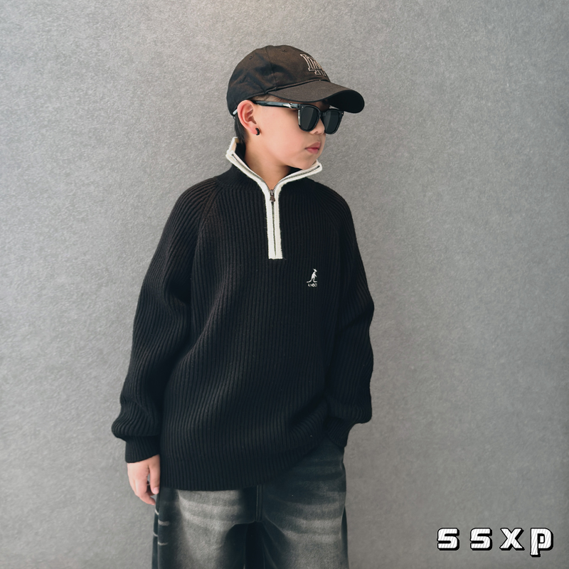 男童冬装简约高级半拉链毛衣新款儿童加厚针织线衣童装S7330