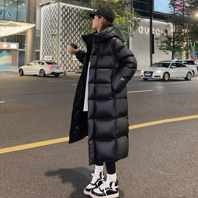 黑金长款羽绒羽绒服羽绒服女2023年冬季新款情侣宽松加厚过膝