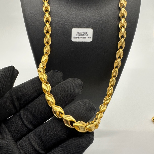 铜合金项链 【最后两条活动福利】车花麦子金色百搭男士项链饰品