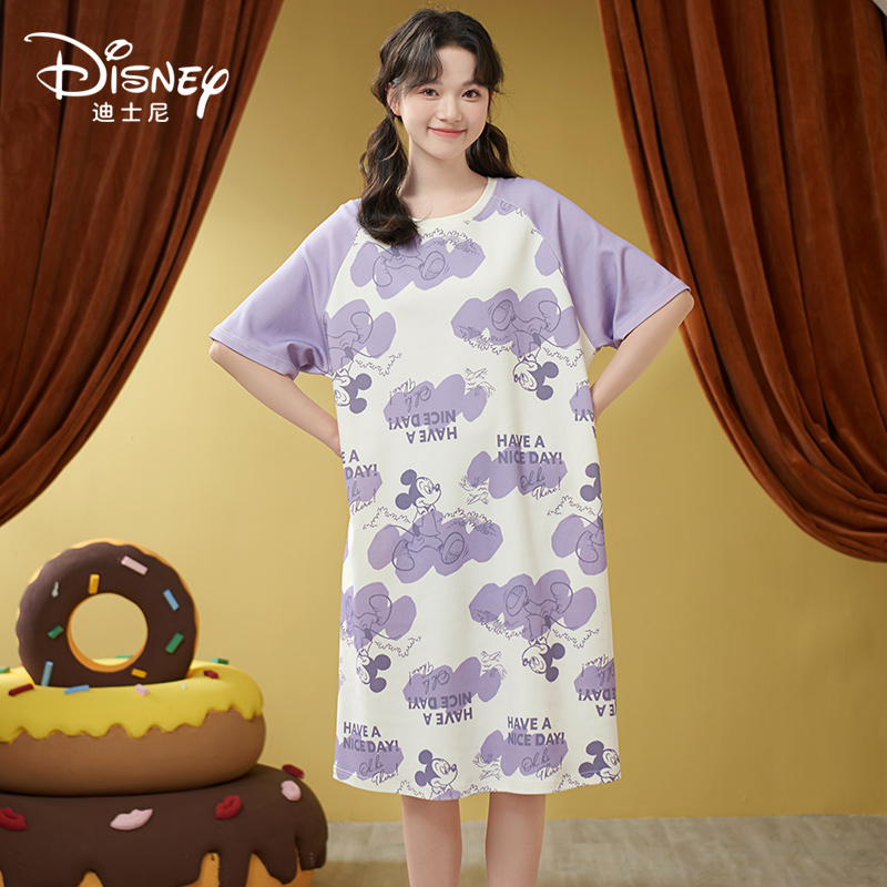 Disney/迪士尼·大码宽松套头休闲女士女印花舒适免穿中长款家居服
