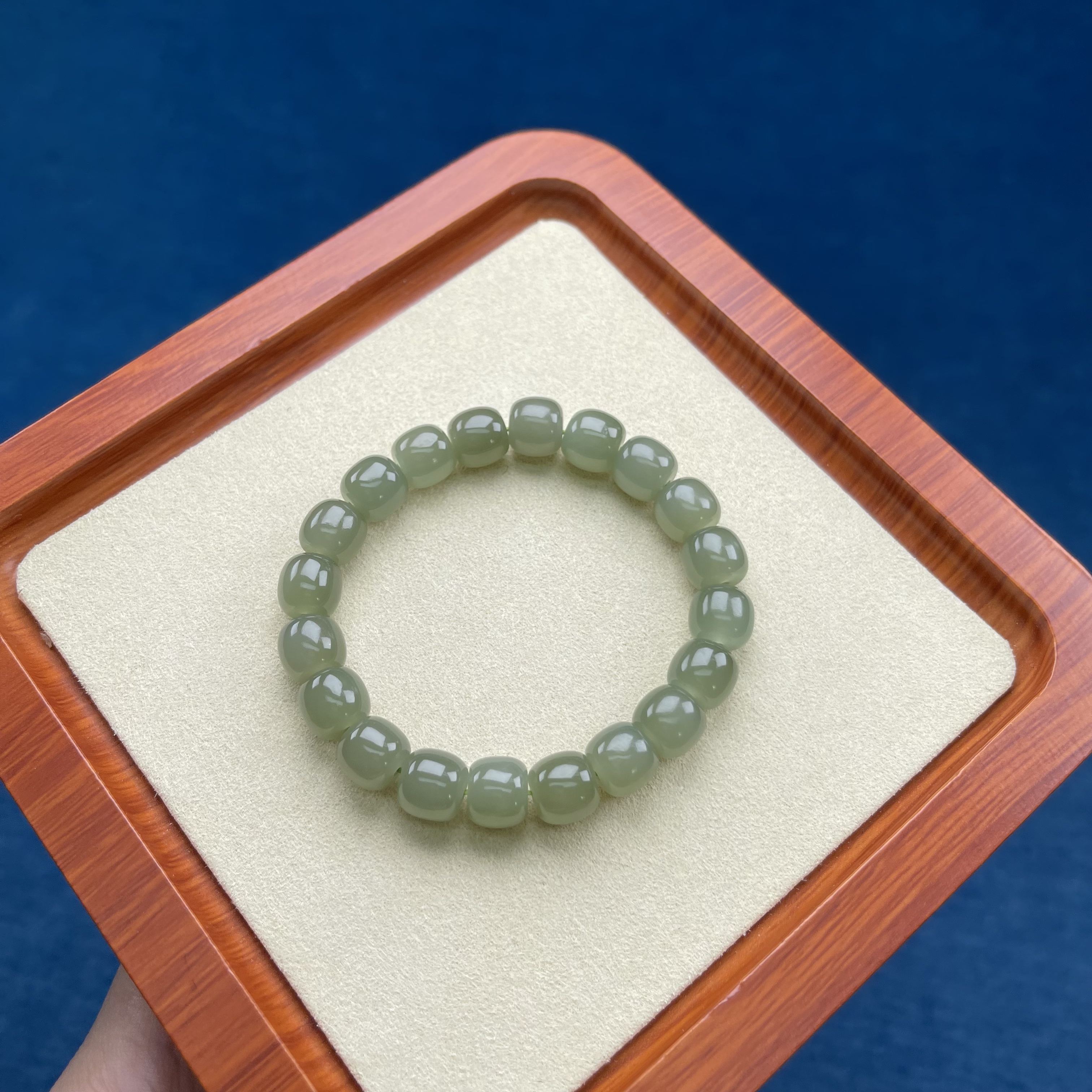 S0131天然和田玉0老邢手串9mm