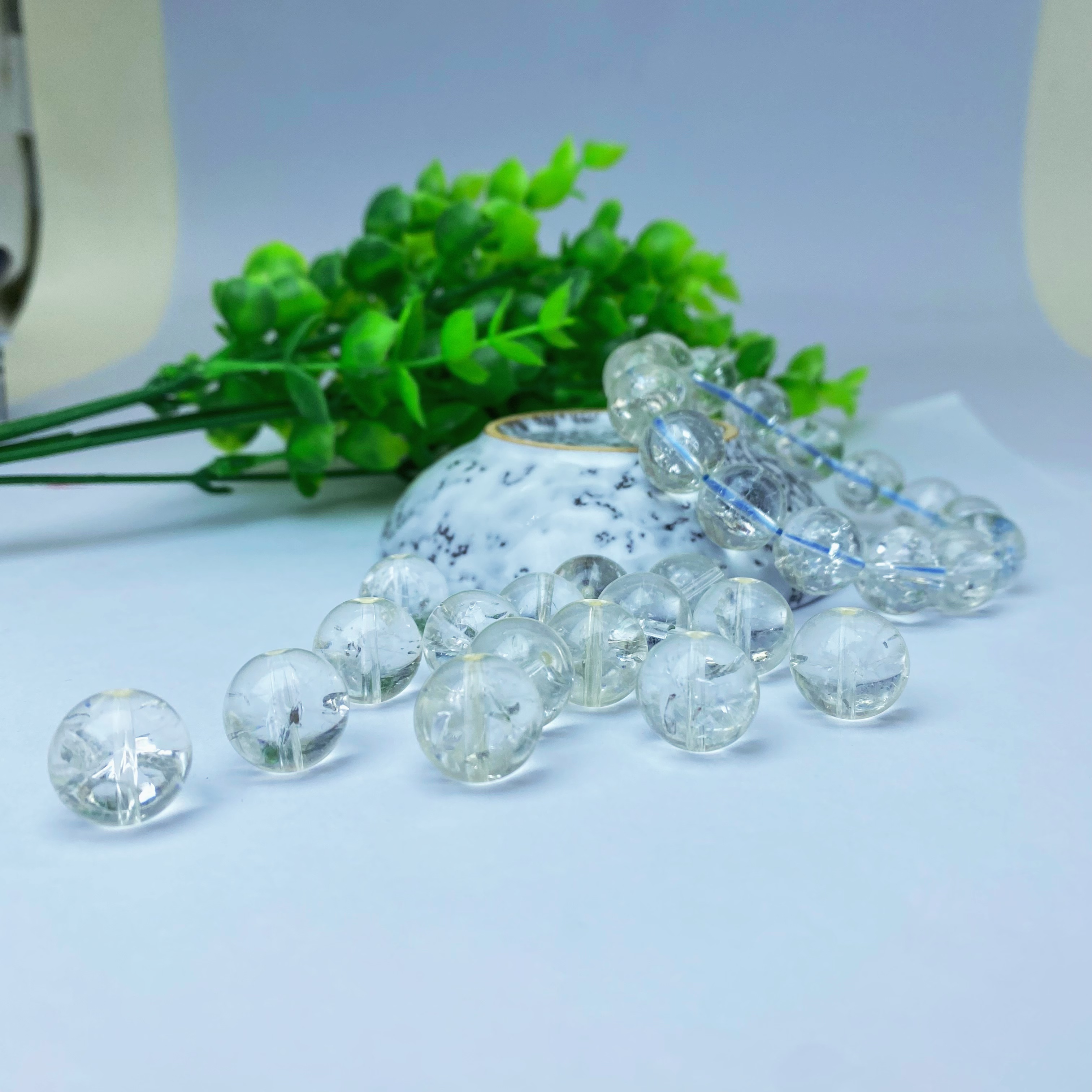 散珠~【佰翡珠宝】巴西 天然白阿赛 5A级圆珠 14MM 10颗【散珠批发】 