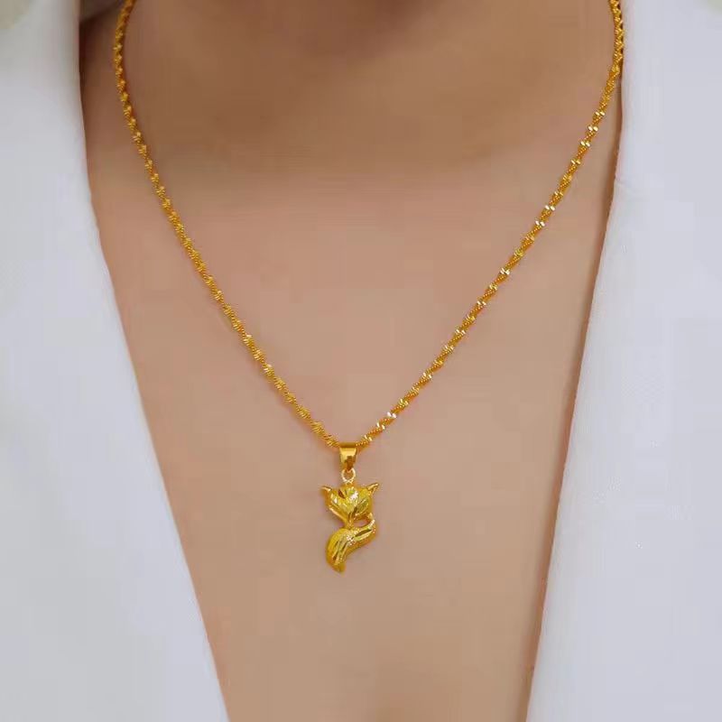 铜合金项链 【精品时尚小狐狸项链百搭】女士金色百搭项链