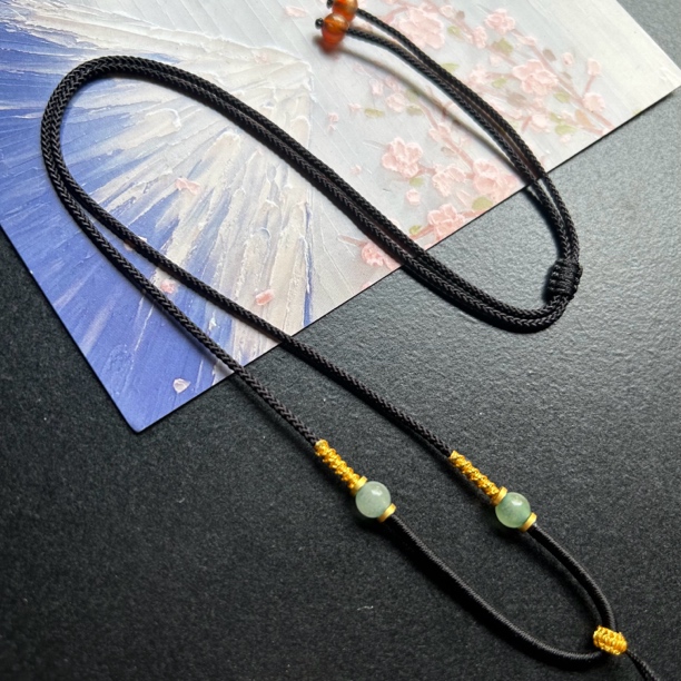 手工绕线不对称设计款吊坠绳百搭可调节男女款转转结精致