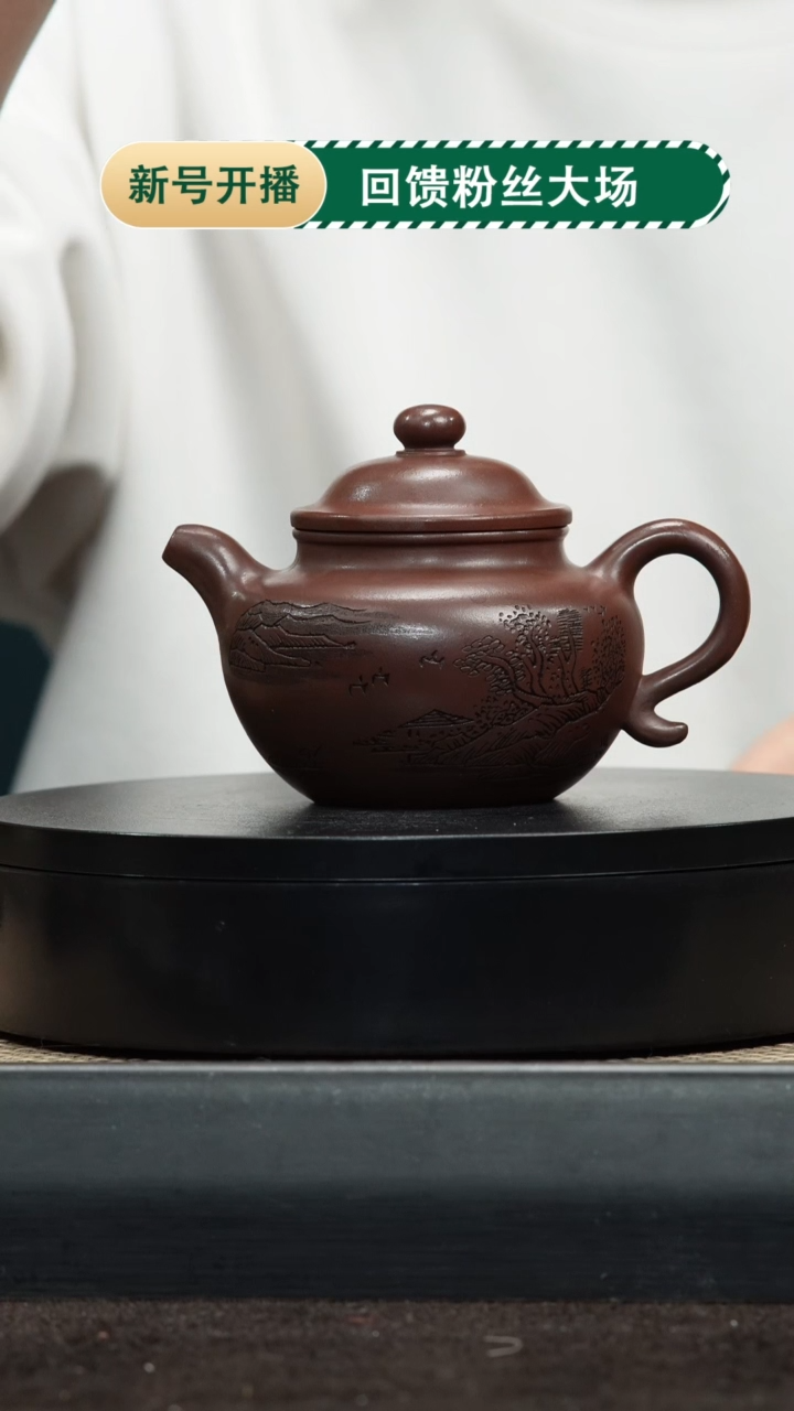 【闪购商品】紫砂茶壶26紫泥刻绘莲子壶