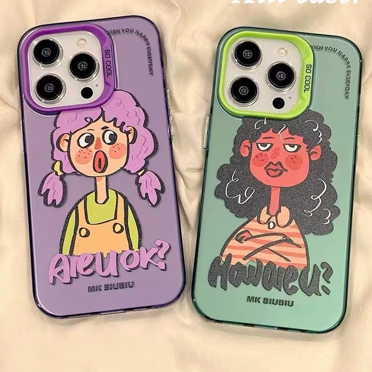 小众涂鸦卡通女孩适用小米14Pro手机壳civi3红米note101113软k40s