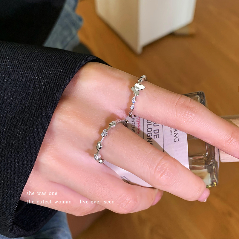 不锈钢戒指 银色轻奢开口戒指女小众设计高级感指环情侣对戒个性