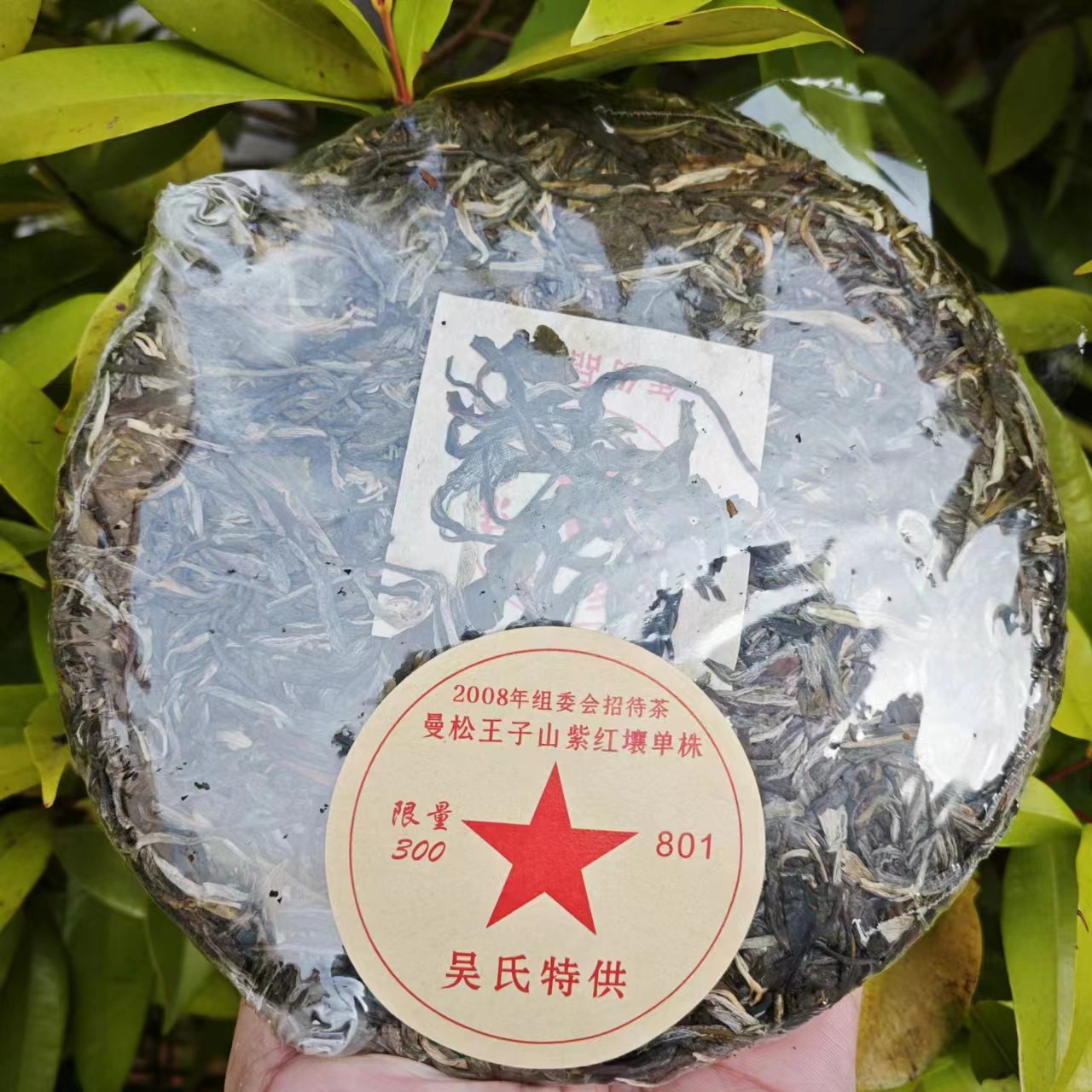 雨腾古茶 2008年组委会招待茶曼松王子山紫红壤单株357g/饼 生茶