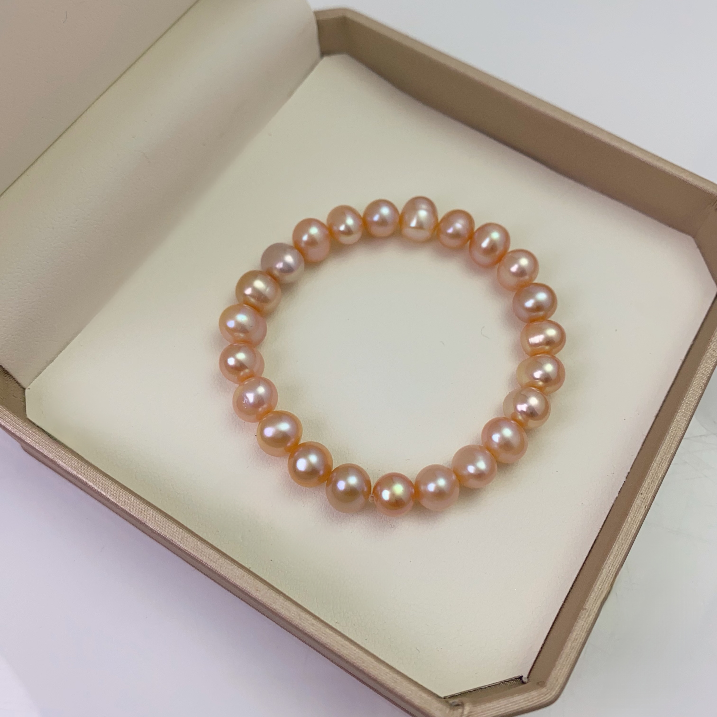 【荔枝玫瑰】约7-8mm淡水无核珍珠手链经典气质百搭轻奢简DSL00672