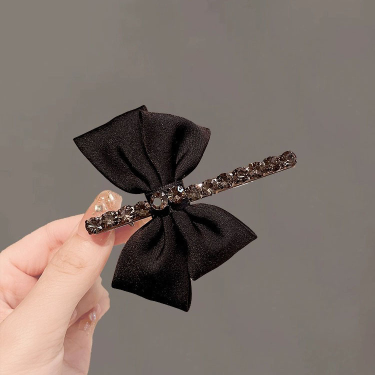 网红韩版精品水钻发夹高级感一字碎发鸭嘴夹蝴蝶结侧边刘海夹发饰