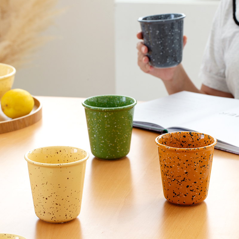 ezicok泼墨仿纸杯陶瓷杯复古咖啡杯